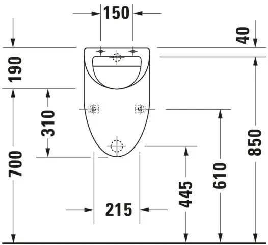 Urinal Fizz, Zulauf von hinten absaugend, für Deckel, ohne Fliege, weiß