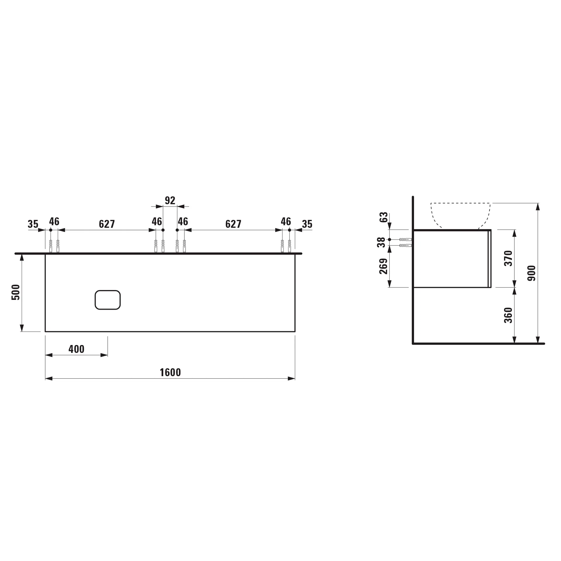 Laufen Schubladenelement „Ilbagnoalessi“ 1600 × 370 × 500 mm Eiche hell, ohne Hahnlochbohrung, links Laufen Schubladenelement „Ilbagnoalessi“ 1600 × 370 × 500 mm Eiche hell, ohne Hahnlochbohrung, links