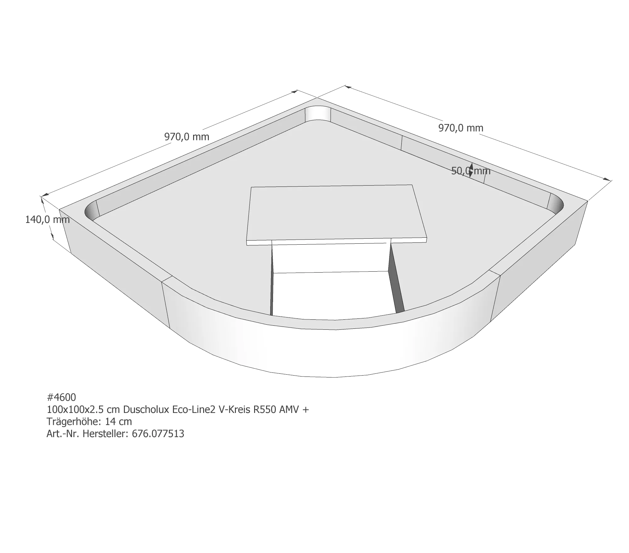 Duschwannenträger für Duscholux Eco-Line2 100 × 100 × 2,5 cm Duschwannenträger für Duscholux Eco-Line2 100 × 100 × 2,5 cm
