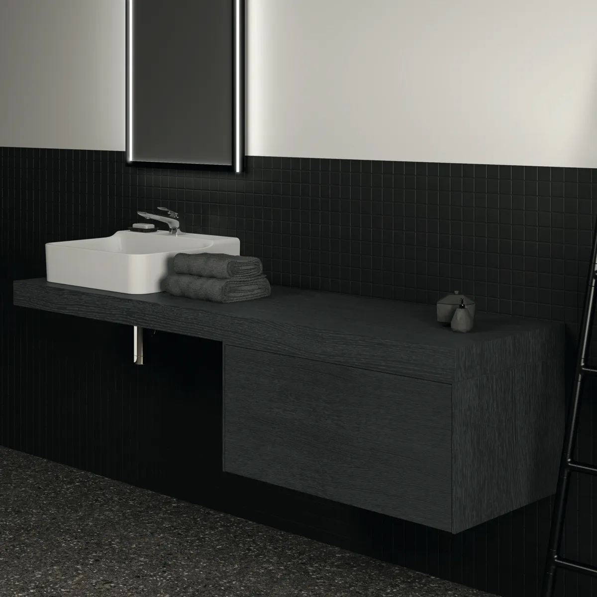 Ideal Standard Konsole Conca, Eiche geflammt, 1800x505x80 mm Ideal Standard Konsole Conca, Eiche geflammt, 1800x505x80 mm