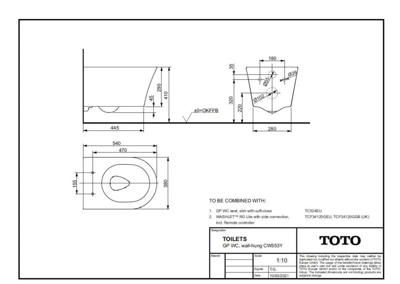 Toto Set-Tiefspül-WC mit WC-Sitz GP