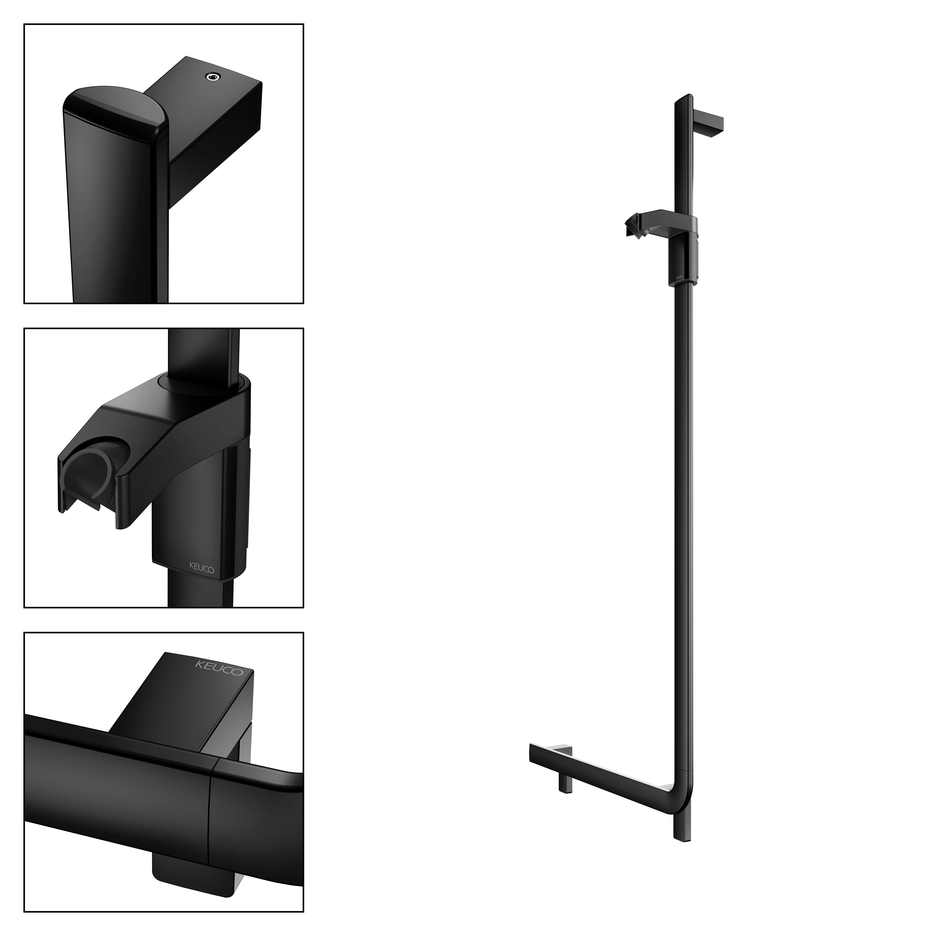 AXESS 35006371301 Winkelgriff 90 Grad rechts / mit Brauseschieber 600/1300 mm schwarz matt