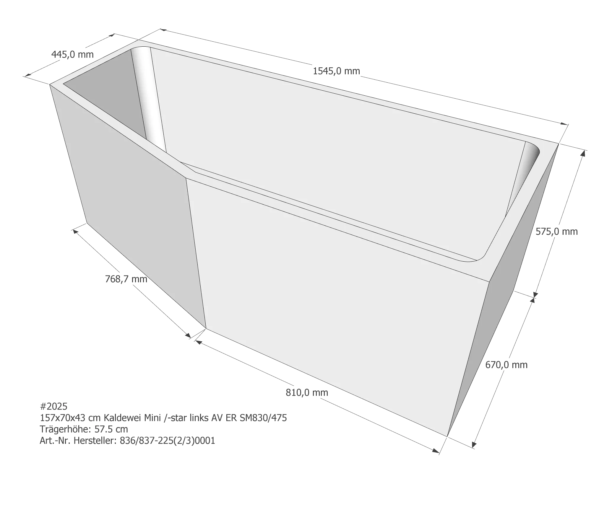 Badewannenträger für Kaldewei Mini links 157 × 70 × 43 cm Ausführung: links / Breite: 70 cm Badewannenträger für Kaldewei Mini links 157 × 70 × 43 cm Ausführung: links / Breite: 70 cm