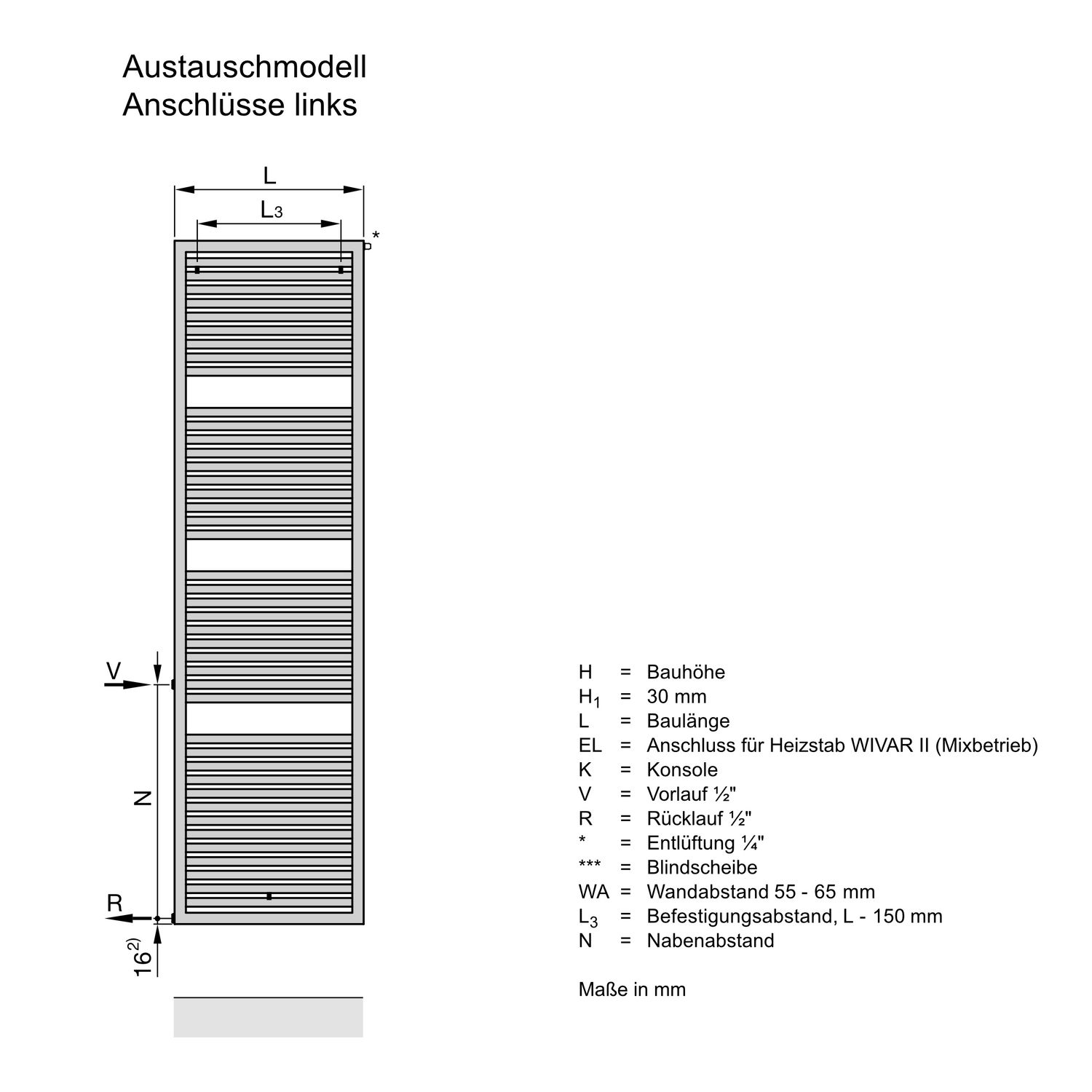 Zehnder Design-Elektroheizkörper „Universal“ 45 × 119,5 cm in Grey Aluminium (glänzend) Zehnder Design-Elektroheizkörper „Universal“ 45 × 119,5 cm in Grey Aluminium (glänzend)