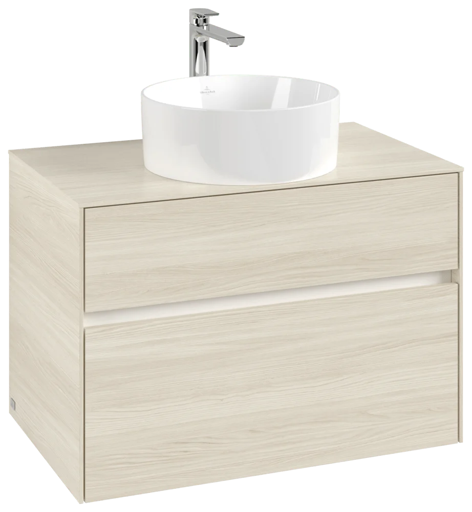Villeroy & Boch Waschbeckenunterschrank Collaro C037B0, Eckig White Oak, 800x548x500mm, mit Beleuchtung und SoftClosing