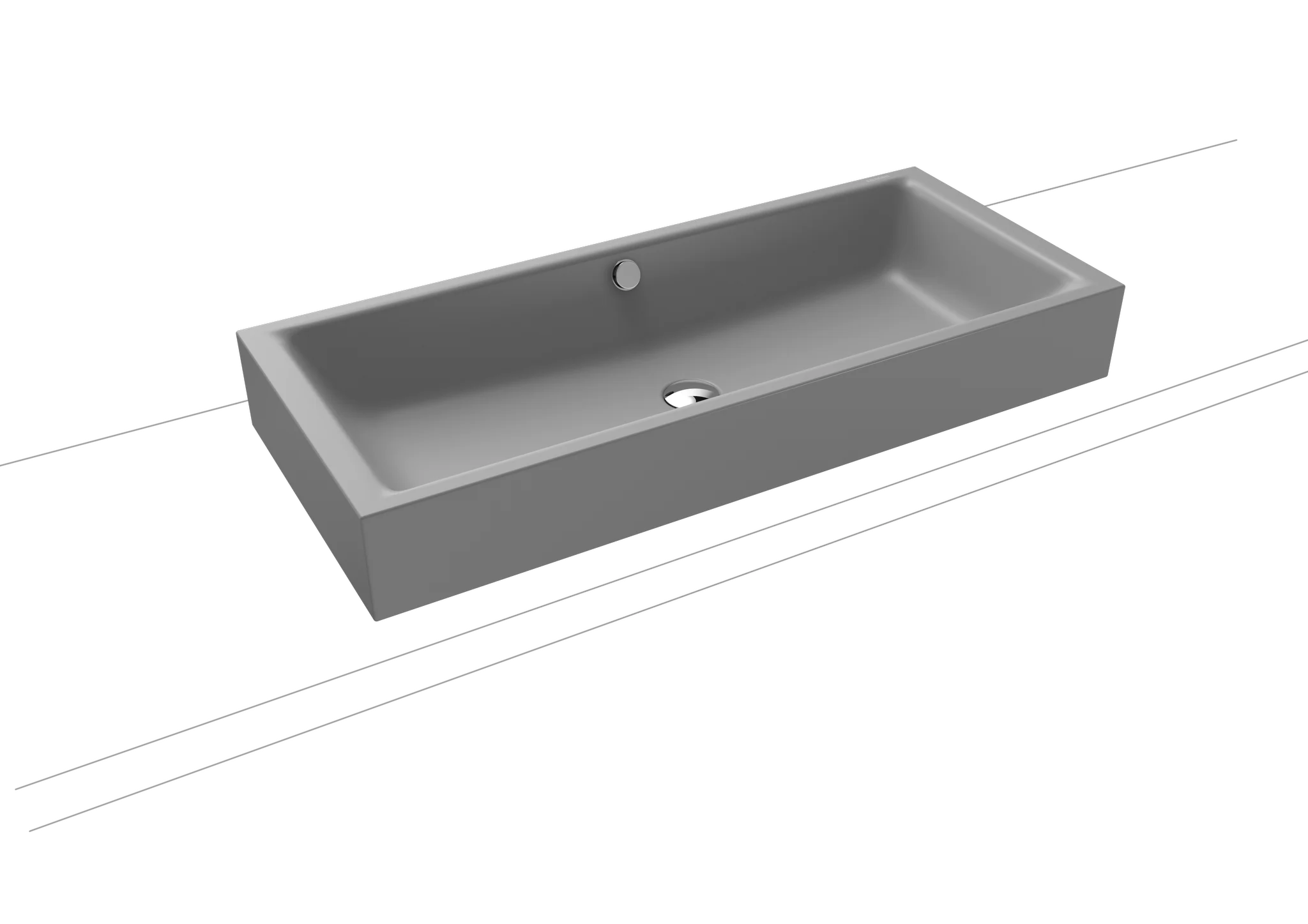 Aufsatzwaschtisch „Puro S“ 90 × 38,5 cm, ohne Hahnlochbohrung in cool grey 30, mit Perl-Effekt