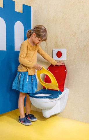 WC-Sitz O.novo Kids 8M1261, 406 x 406 x 69 mm, Oval, Red Cherry/Sunshine Yellow/Ocean Blue