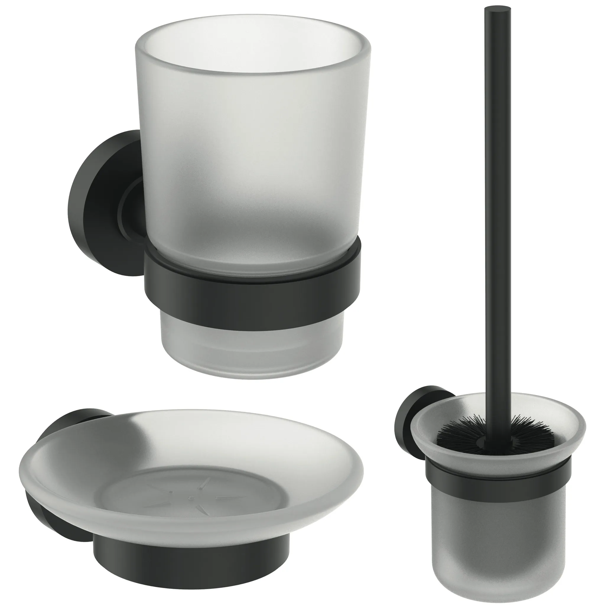Ideal Standard IOM Accessoires-Paket WC-Bürstengarnitur, Mundglas und Seifenschale Silk Black Ideal Standard IOM Accessoires-Paket WC-Bürstengarnitur, Mundglas und Seifenschale Silk Black