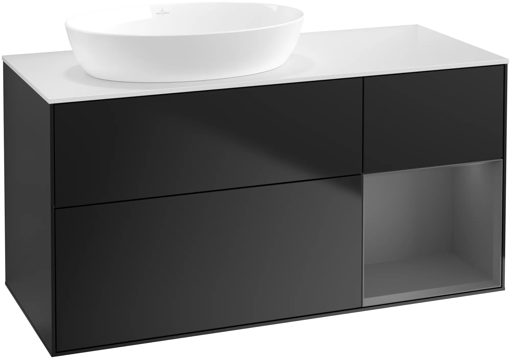 Villeroy & Boch Finion Waschbeckenunterschrank GA5 1200x603x501mm Black Matt Lacquer / Anthracite Matt Lacquer / Glass White Matt