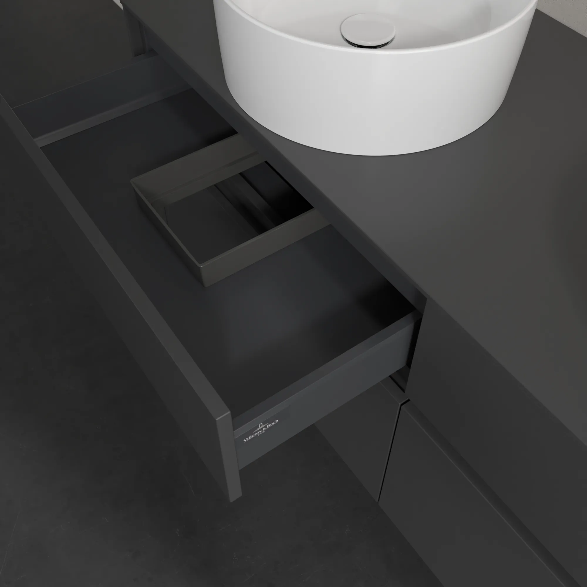 Villeroy & Boch Waschtischunterschrank „Collaro“ 1400 × 548 × 500 mm Graphite, ohne Beleuchtung, für links und rechts