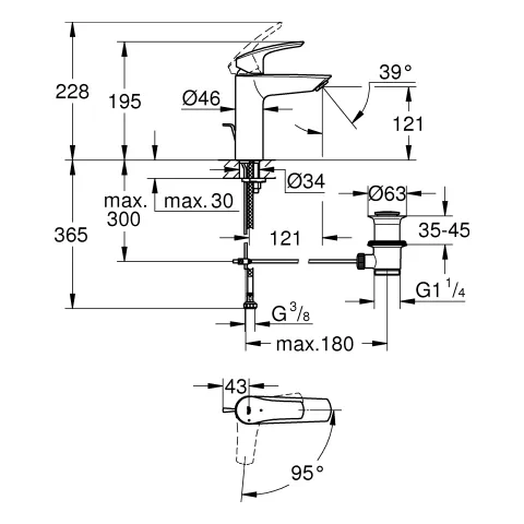 Einhand-Waschtischbatterie Eurosmart 23393_3, M-Size, Energie-Spar-Funktion Mittelstellung kalt, Einlochmontage, Temperaturbegrenzer, Zugstangen-Ablaufgarnitur, matte black Einhand-Waschtischbatterie Eurosmart 23393_3, M-Size, Energie-Spar-Funktion Mittelstellung kalt, Einlochmontage, Temperaturbegrenzer, Zugstangen-Ablaufgarnitur, matte black