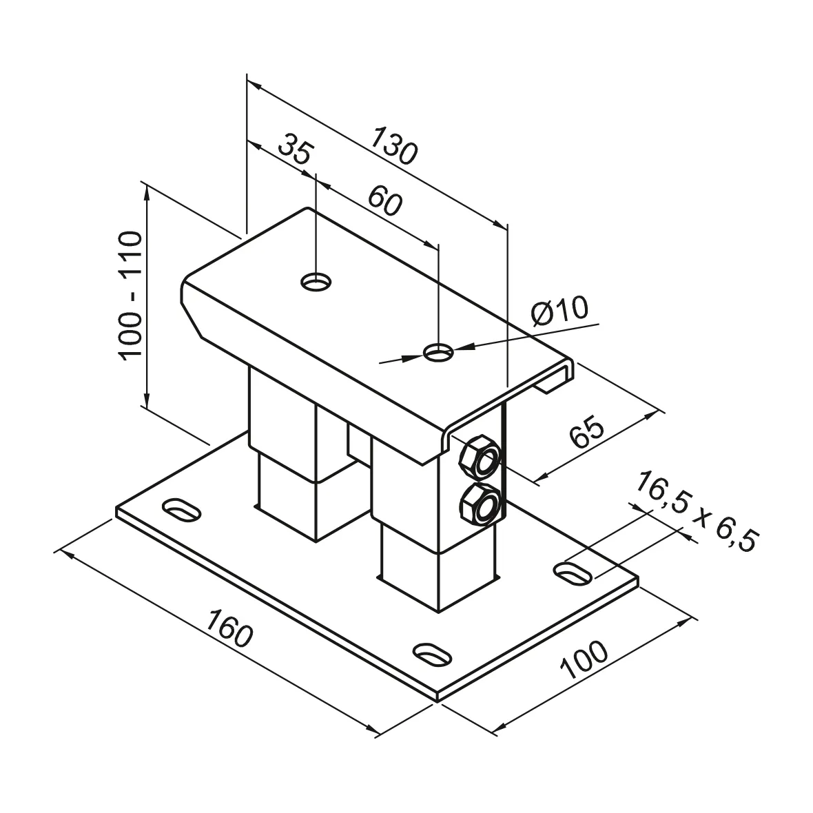 Zubehör Fußkonsole FMORV HD10-3, RAL 9016 Zubehör Fußkonsole FMORV HD10-3, RAL 9016