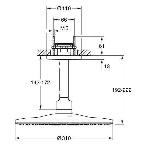 Grohe Rainshower SmartActive 310 Kopfbrauseset, 2 Strahlarten, Deckenauslass 142 mm Grohe Rainshower SmartActive 310 Kopfbrauseset, 2 Strahlarten, Deckenauslass 142 mm