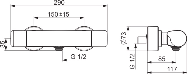 HA Brausebatterie HANSACARE 0870 Chrom