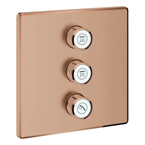 3-fach Unterputzventil Grohtherm SmartControl 29127, Fertigmontageset für Rapido SmartBox, Wandrosette eckig, chrom 3-fach Unterputzventil Grohtherm SmartControl 29127, Fertigmontageset für Rapido SmartBox, Wandrosette eckig, chrom