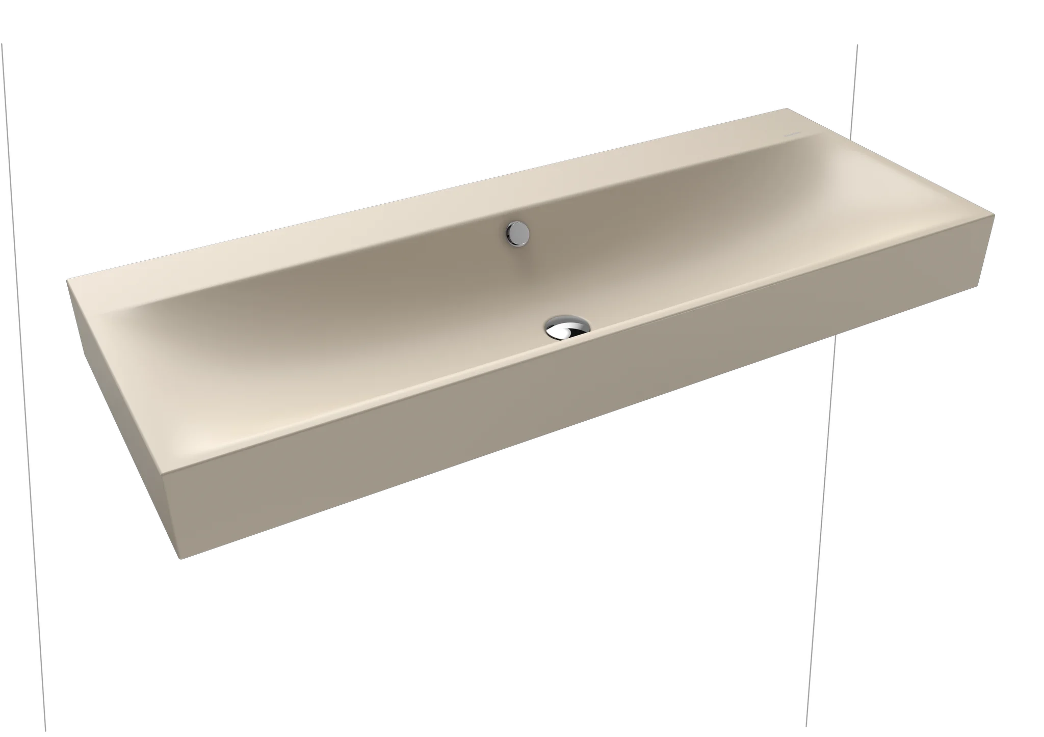 Kaldewei SILENIO Wand-Doppelwaschtisch, 1200x460 mm, warm beige 20, Perl-Effekt, Antidröhn, 2x 1HL, mit Überlauf, chrom