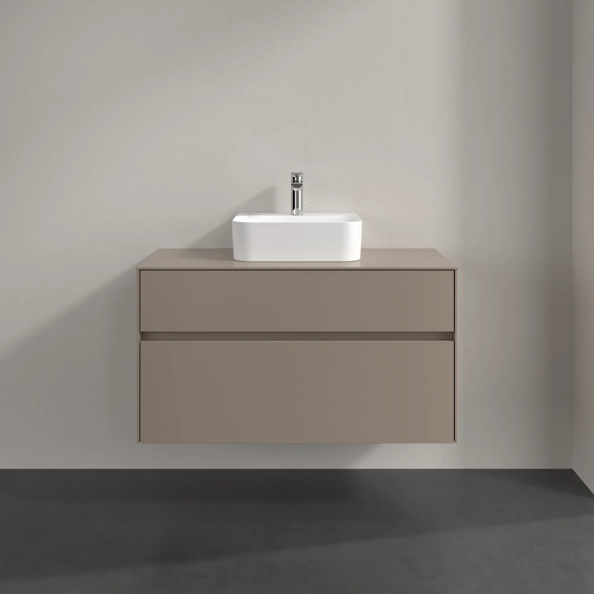 Villeroy & Boch Waschtischunterschrank „Collaro“ 1000 × 548 × 500 mm Taupe, mit Beleuchtung, für Becken mittig