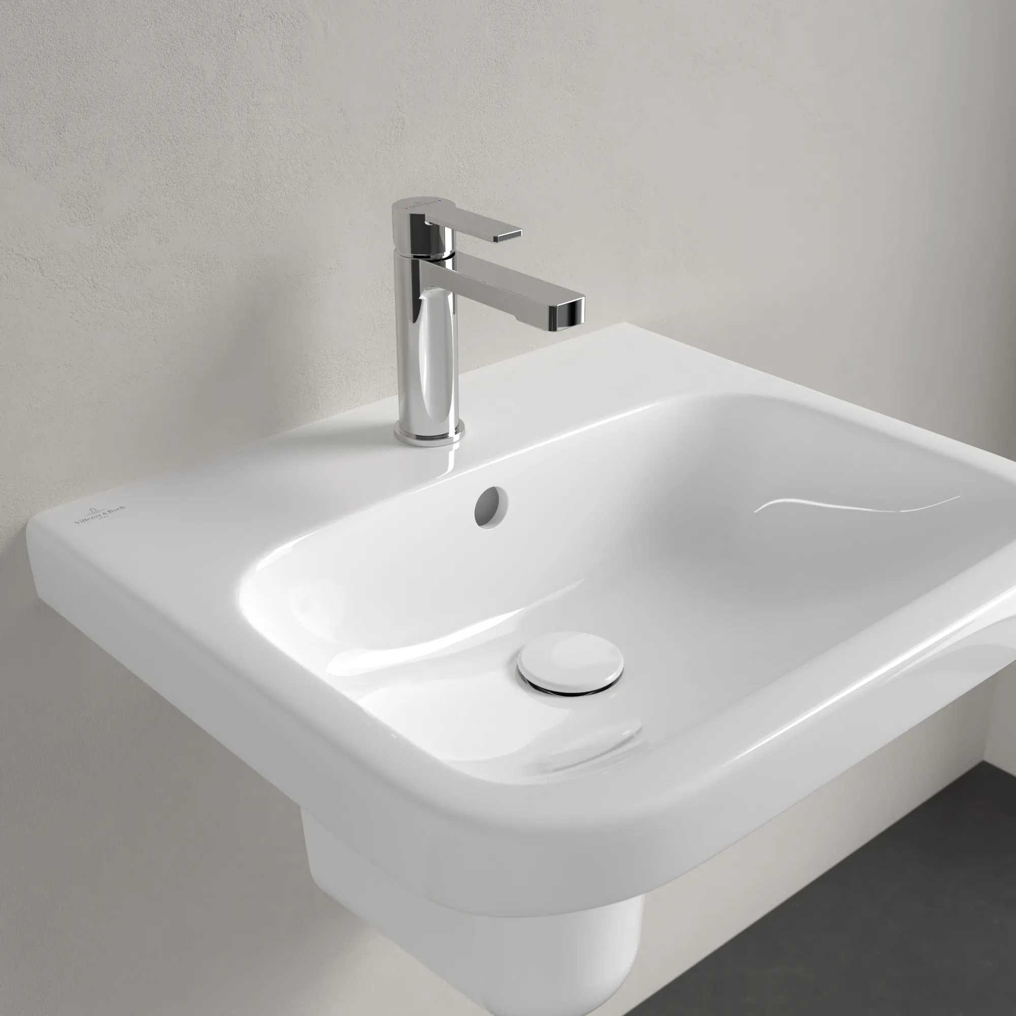 Villeroy & Boch Waschbecken „Architectura“ 550 × 470 × 180 mm, ohne Hahnlochbohrung, für Becken mittig in Weiß Alpin Villeroy & Boch Waschbecken „Architectura“ 550 × 470 × 180 mm, ohne Hahnlochbohrung, für Becken mittig in Weiß Alpin