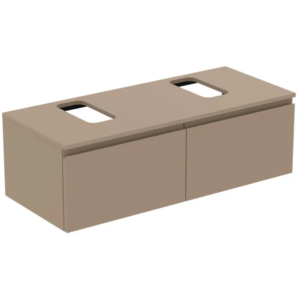 Ideal Standard Waschtischunterschrank Finesse, Ausschnitt links/rechts, 1202x505x378mm, 2 Auszüge, Greige matt Ideal Standard Waschtischunterschrank Finesse, Ausschnitt links/rechts, 1202x505x378mm, 2 Auszüge, Greige matt
