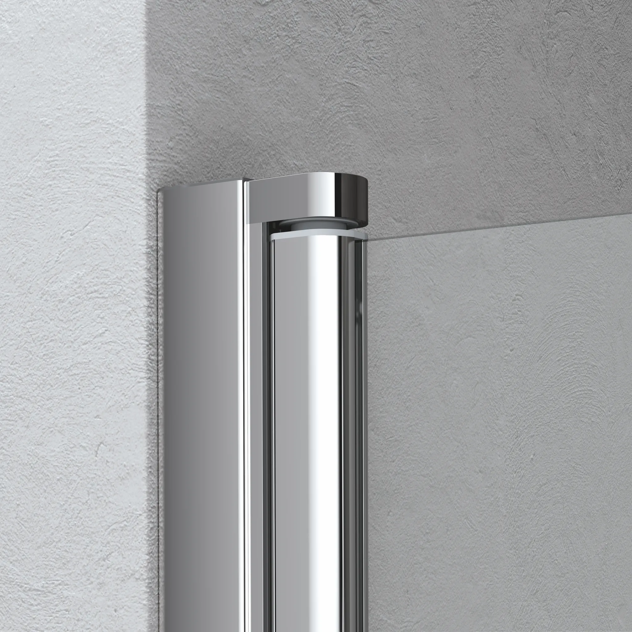 Kermi Duschtür Pendeltür 1-flügelig und Festfeld links „LIGA“ 185 cm Glas Klar, Profile Silber Hochglanz, Drehtür einteilig