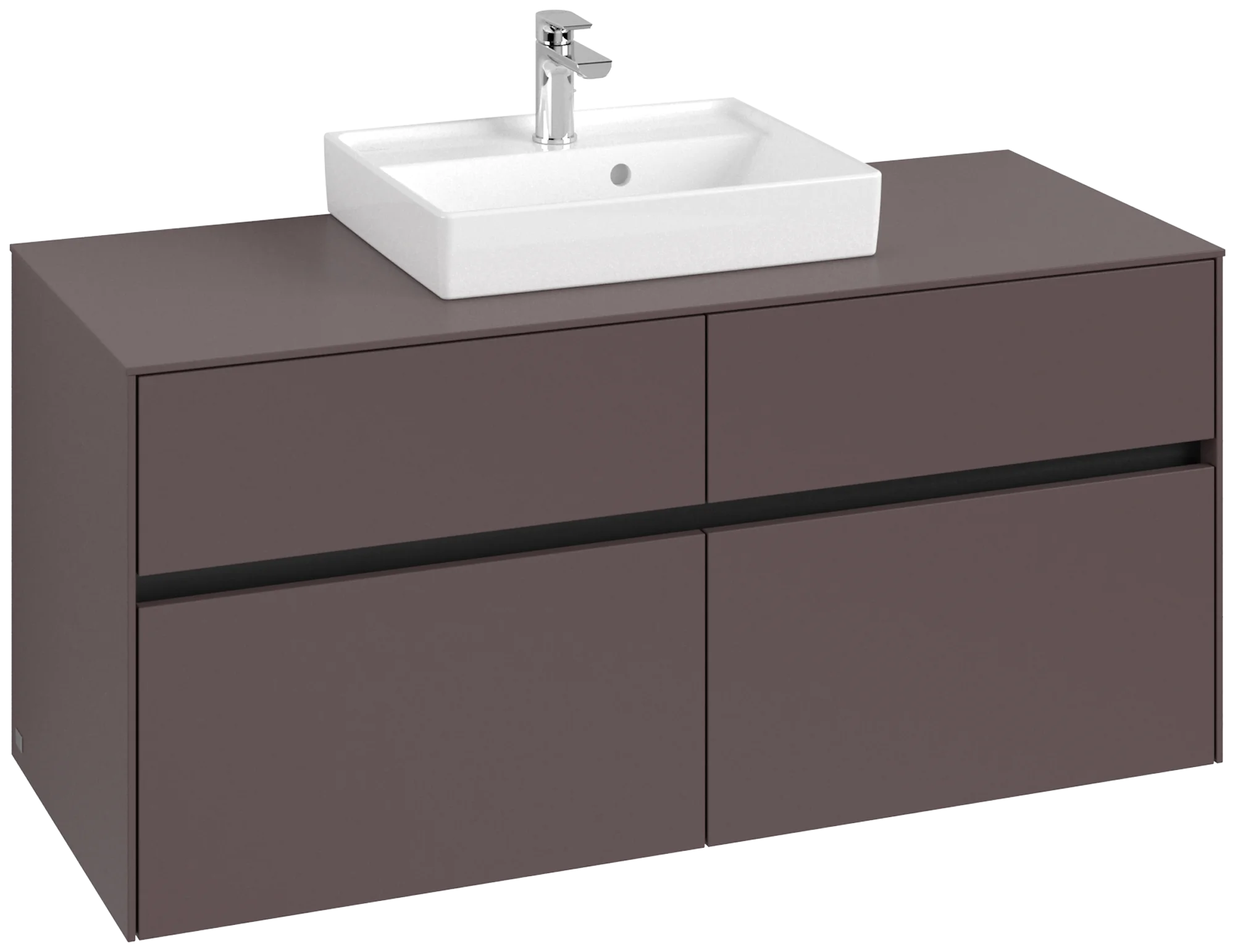 Villeroy & Boch Waschbeckenunterschrank Collaro C07000, Eckig Dark Berry, 1.200 x 500 x 548 mm, mit SoftClosing, 4 Auszüge