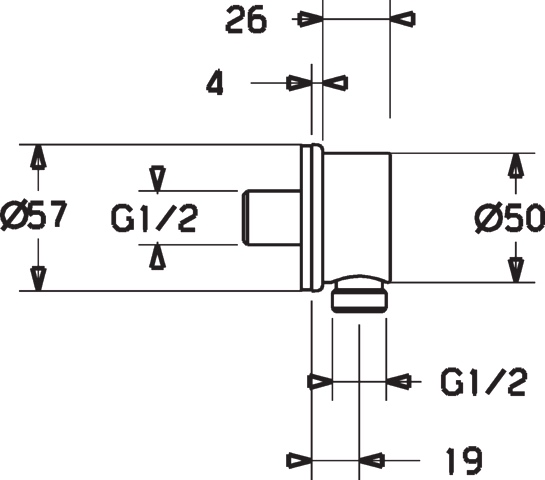 HA Wandanschlussbogen HANSA 4425 Rosette rund G1/2 mit RV DN15 Chrom