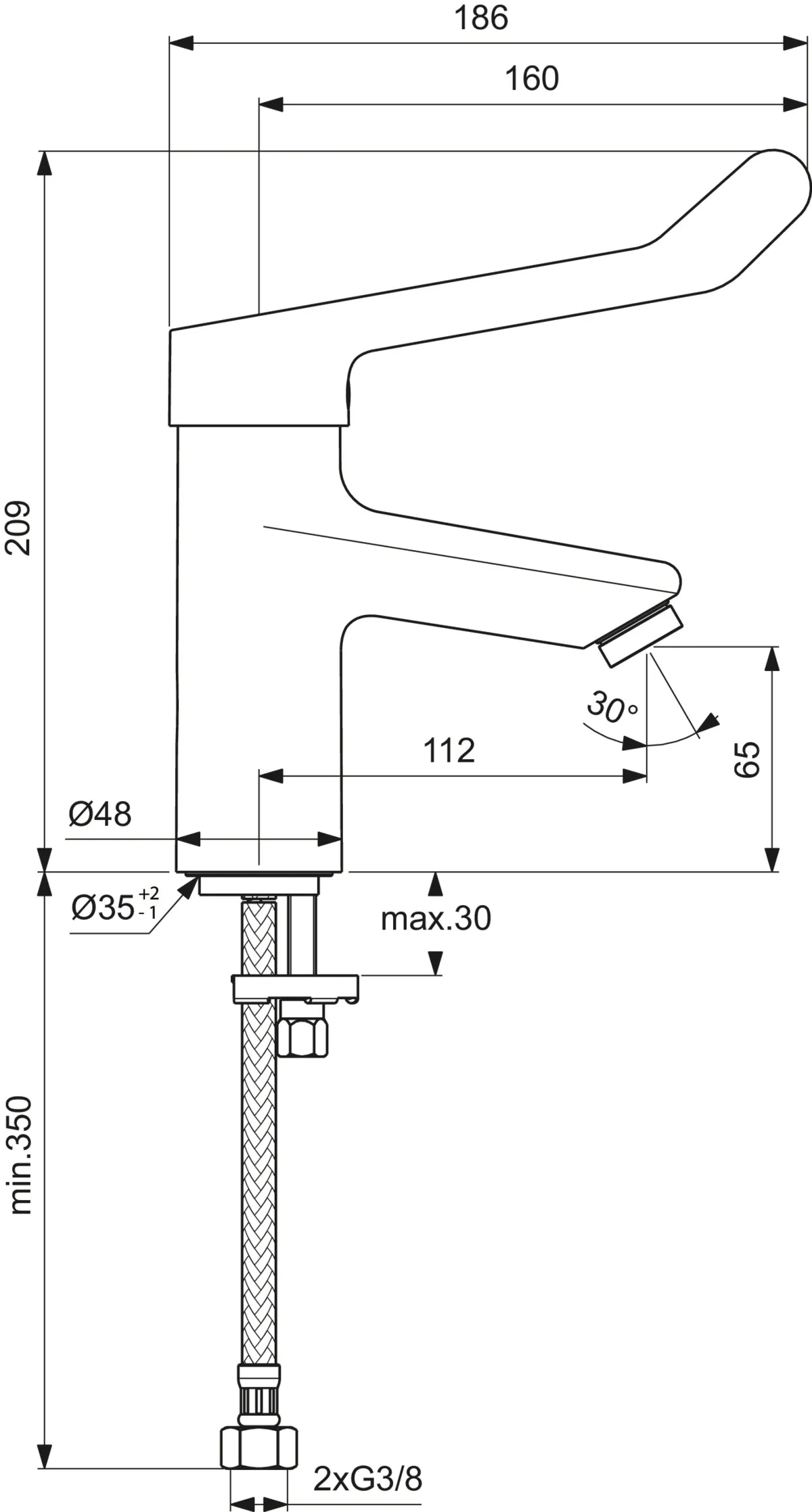 Einhand-Waschtischarmatur „Ceraplus“ Ausladung 112 mm