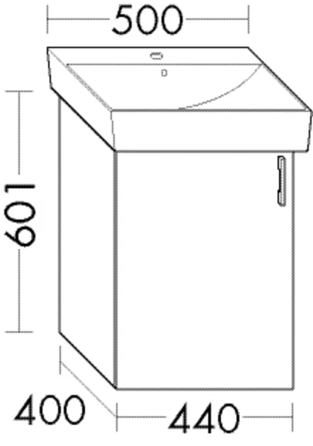 Waschtischunterschrank Sys30 PG1 Aqua von burgbad – 400 mm tief, 440 mm breit, 601 mm hoch, 1 Tür