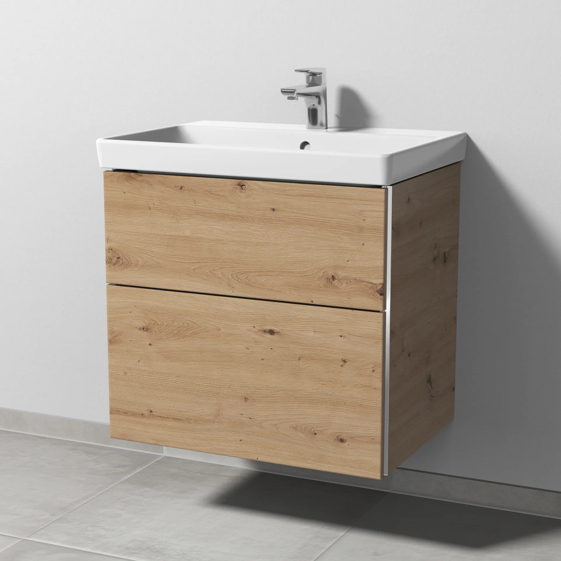 Sanipa Waschtischunterschrank „3way“ passend zu Keramik-Waschtische Avento von Villeroy & Boch 625 × 580 × 452 mm in Eiche Natural-Touch