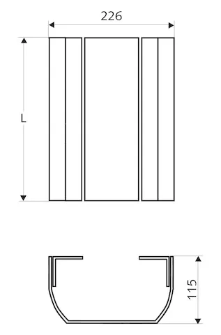 Anschlussblende Duschpaneel LINUS, Anschlussblende, Aufmaß-451-950mm, gestrahlt, eloxiert (Fertigung bis 06/2020)