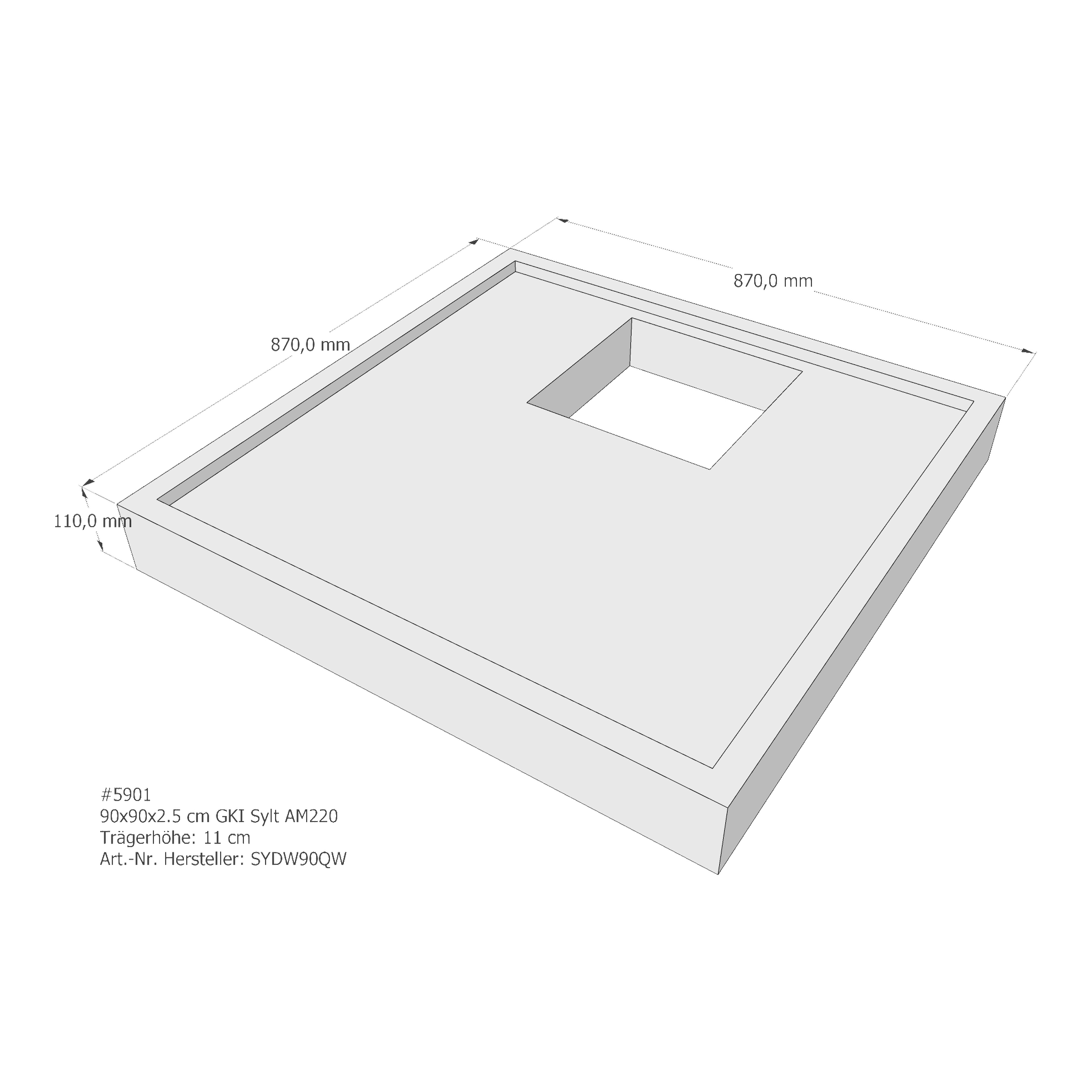 Duschwannenträger für GKI Sylt 90 × 90 × 2,5 cm