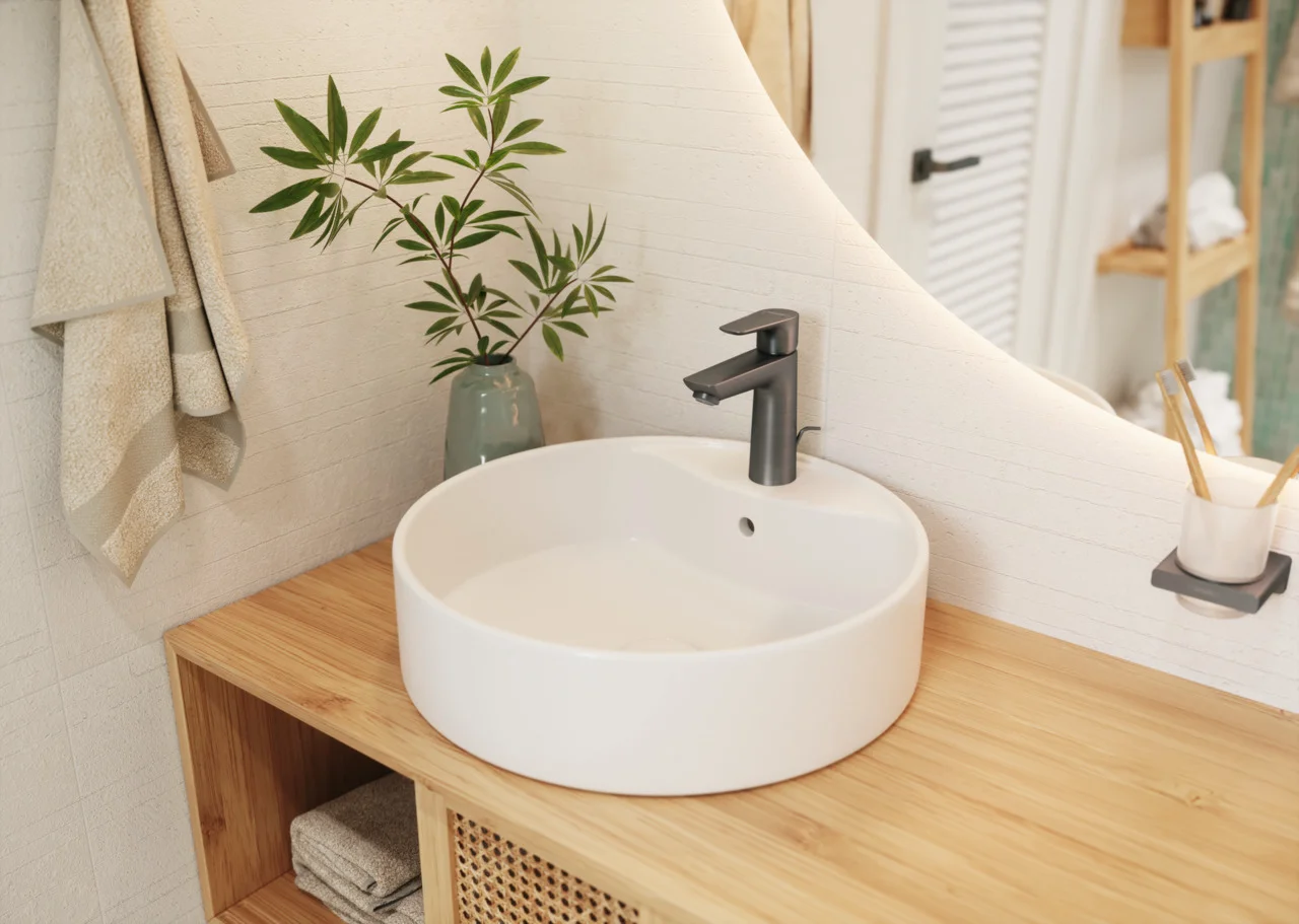 Hansgrohe AddStoris Q Zahnputzbecher Brushed Black Chrome Wandmontage Metall Mattglas Befestigungsmaterial verdeckte Befestigung Bohrabstand 26 mm Bohrloch 6 mm