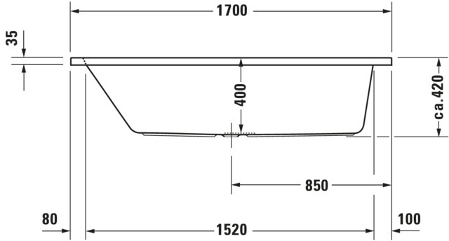 Duravit Whirlwanne „D-Code“ rechteck 170 × 75 cm, Mittelablauf 