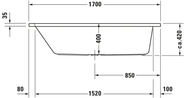 Duravit Whirlwanne „D-Code“ rechteck 170 × 75 cm, Mittelablauf