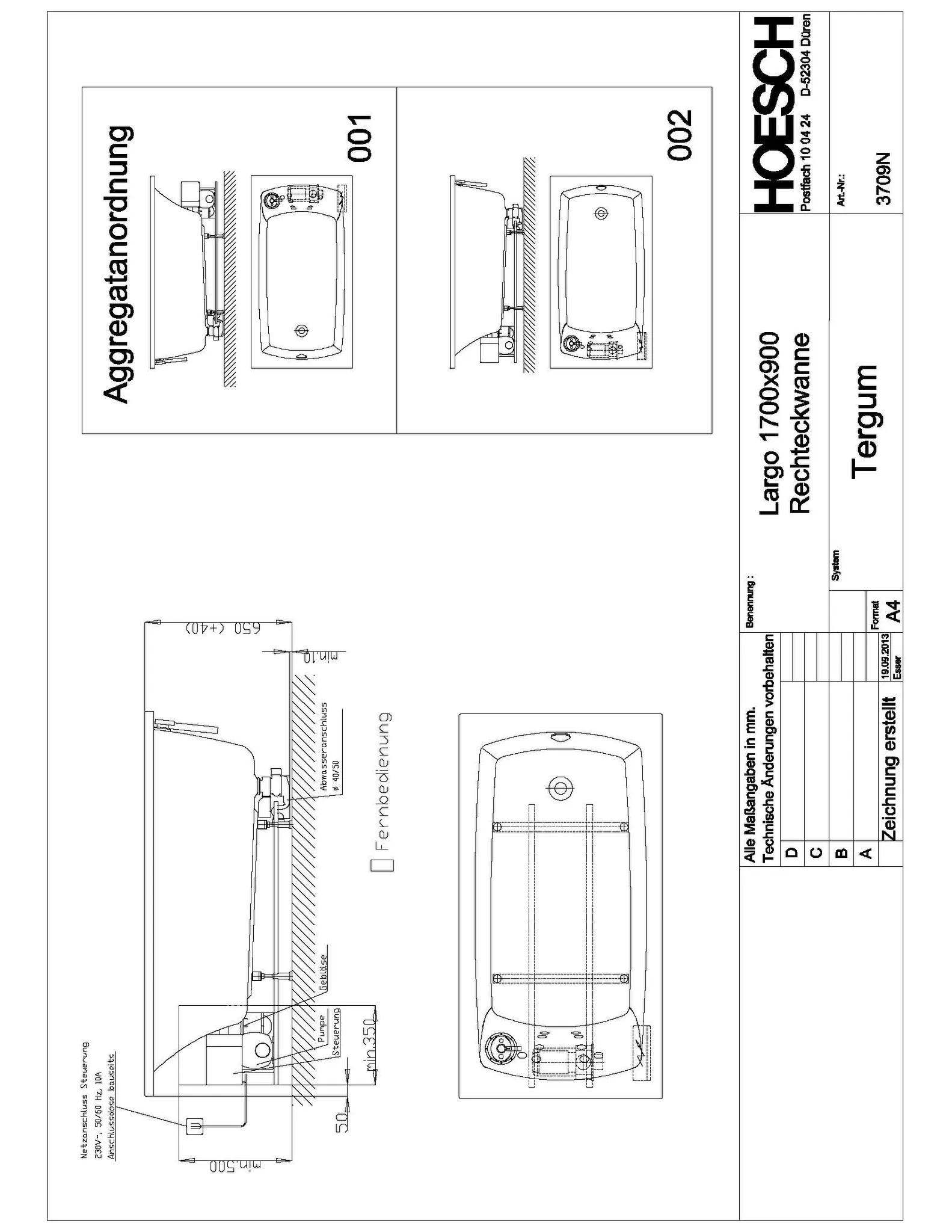 Hoesch Whirlwanne „Largo“ mit Whirlsystem „Tergum“ rechteck 170 × 90 cm in Weiß Hoesch Whirlwanne „Largo“ mit Whirlsystem „Tergum“ rechteck 170 × 90 cm in Weiß