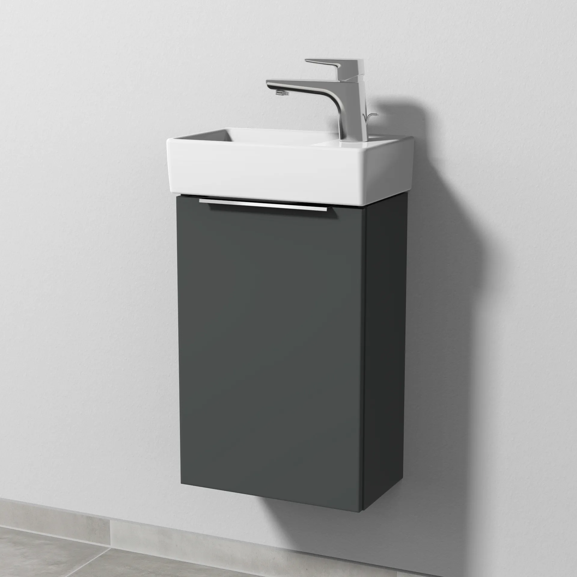 Sanipa Waschtischunterschrank „3way“ passend zu Keramik-Waschtische Avento von Villeroy & Boch 340 × 510 × 202 mm in Anthrazit (matt), Anschlag links
