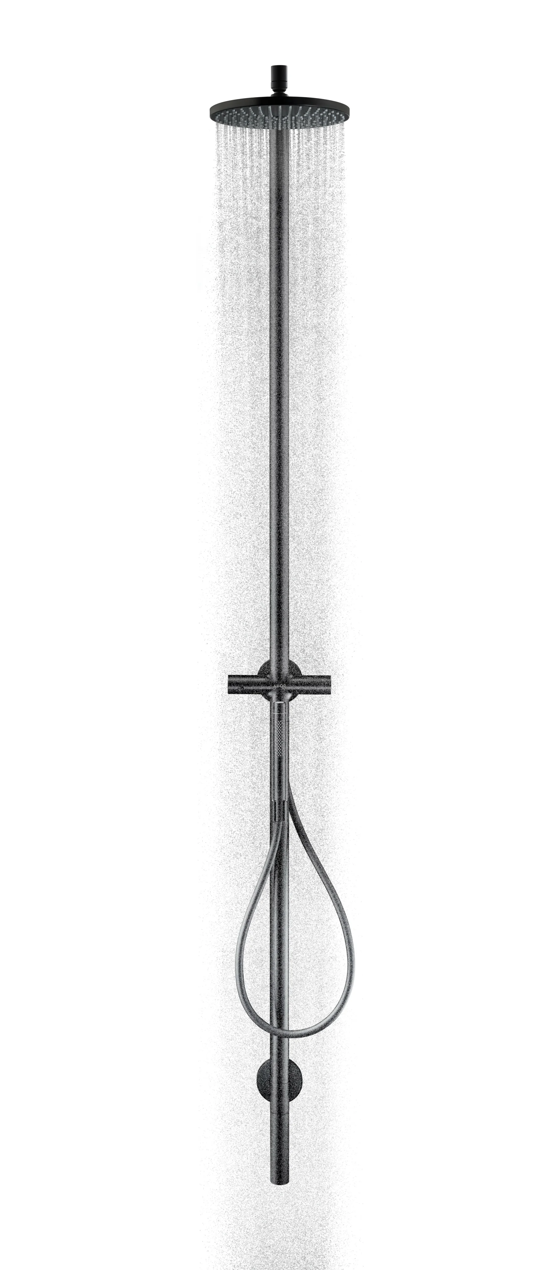 Hansgrohe AXOR Starck Duschsäule mit Kopfbrause 240 1jet mattschwarz, DN15, Aufputzmontage, Outdoor