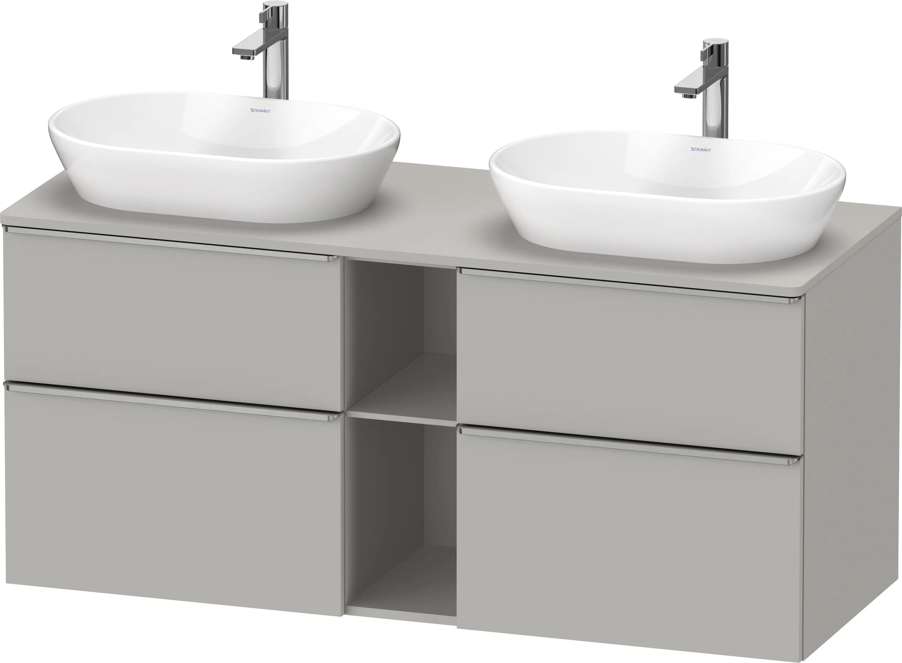 Duravit Waschtischunterschrank wandhängend „D-Neo“ 140 × 66,4 × 55 cm Betongrau Matt