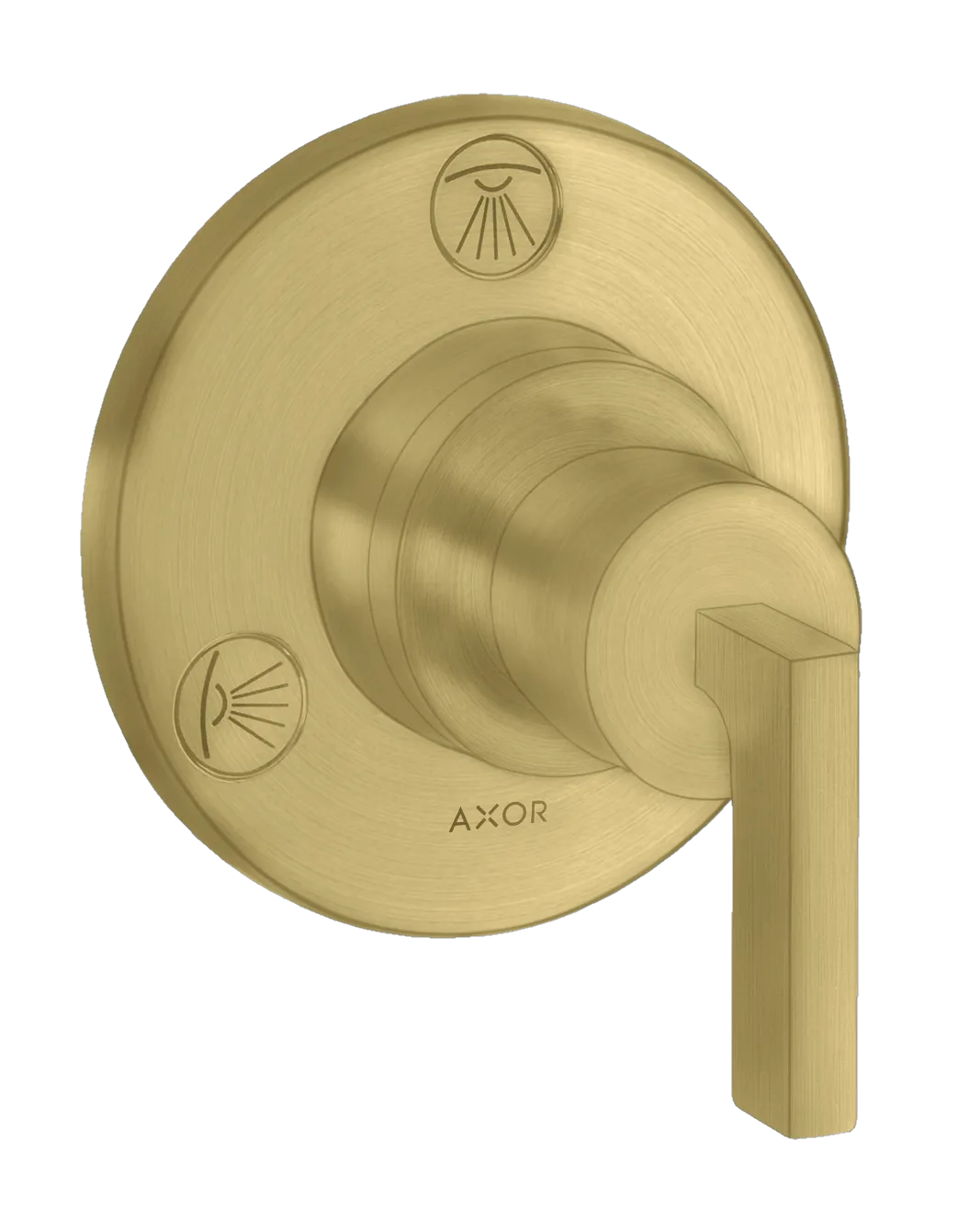 Hansgrohe AXOR Citterio Ab- und Umstellventil Trio/Quattro Unterputz mit Hebelgriff, Brushed Brass, Anschlussgröße DN20 Hansgrohe AXOR Citterio Ab- und Umstellventil Trio/Quattro Unterputz mit Hebelgriff, Brushed Brass, Anschlussgröße DN20