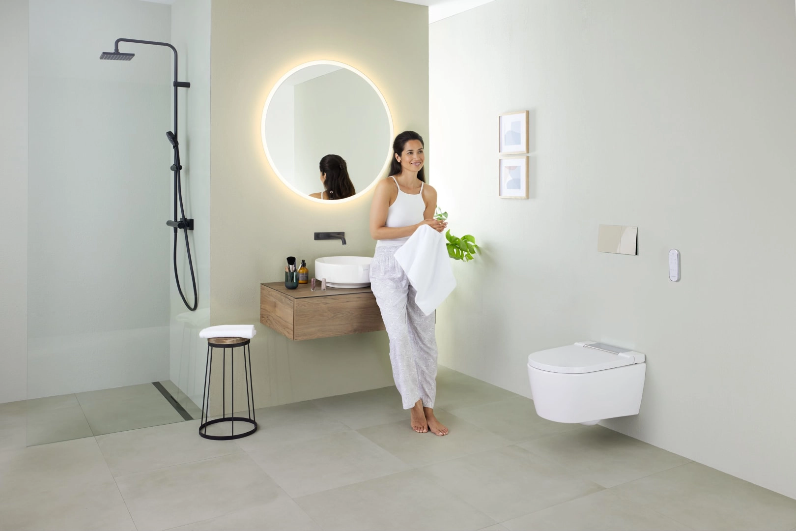 Aufsatzwaschtisch „Variform“, rund ⌀ 40 × 15,8 cm in weiß alpin