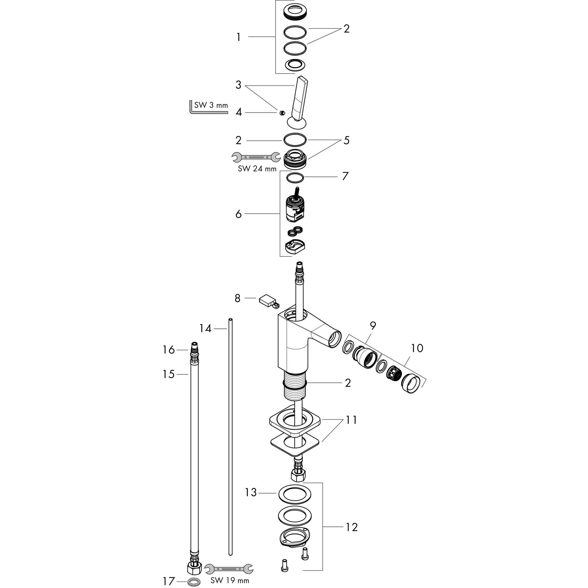 Hansgrohe AXOR Citterio E Mischer, Einhebel-Bidetmischer mit Pingriff und Zugstangen-Ablaufgarnitur, Chrom Hansgrohe AXOR Citterio E Mischer, Einhebel-Bidetmischer mit Pingriff und Zugstangen-Ablaufgarnitur, Chrom