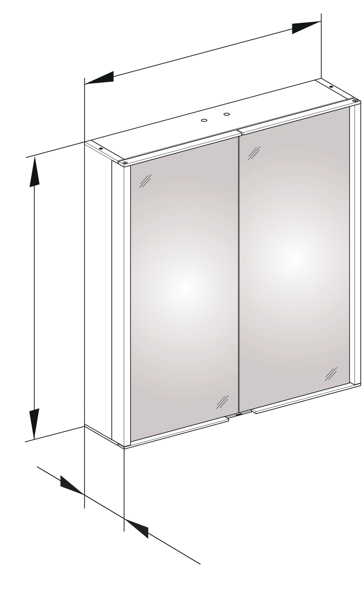 Royal Match 12801171301 Spiegelschrank Royal Match 2-türig 650 × 700 × 160 mm silber-eloxiert