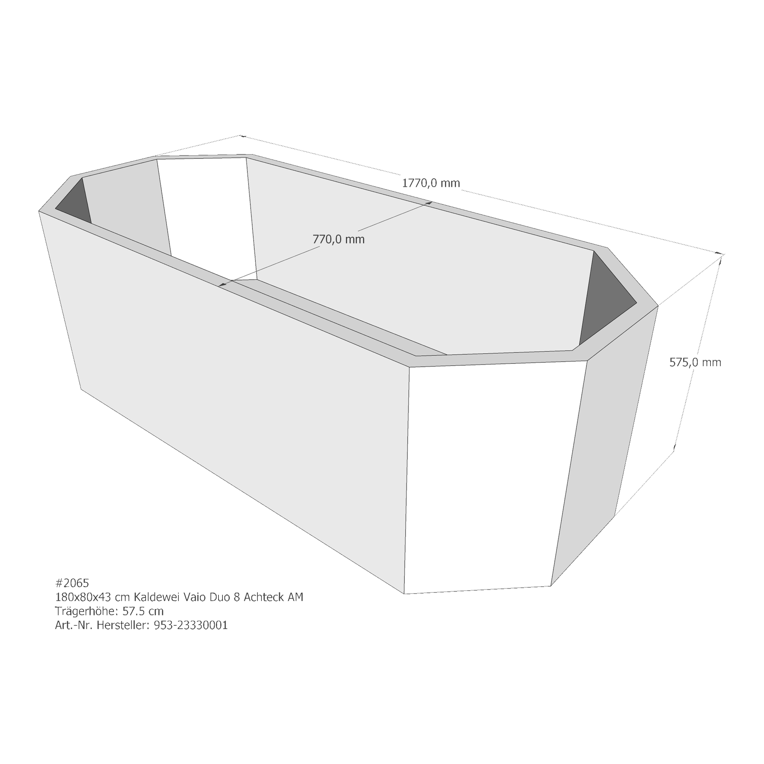 Badewannenträger für Kaldewei Vaio Duo 8 180 × 80 × 43 cm