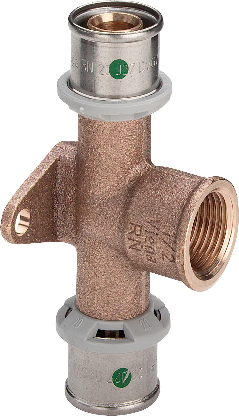 Viega „Sanfix P“ Wandscheiben- T-Stück mit 2 Muffen und Innengewinde 16 mm × 1/2″ × 16 mm Viega „Sanfix P“ Wandscheiben- T-Stück mit 2 Muffen und Innengewinde 16 mm × 1/2″ × 16 mm