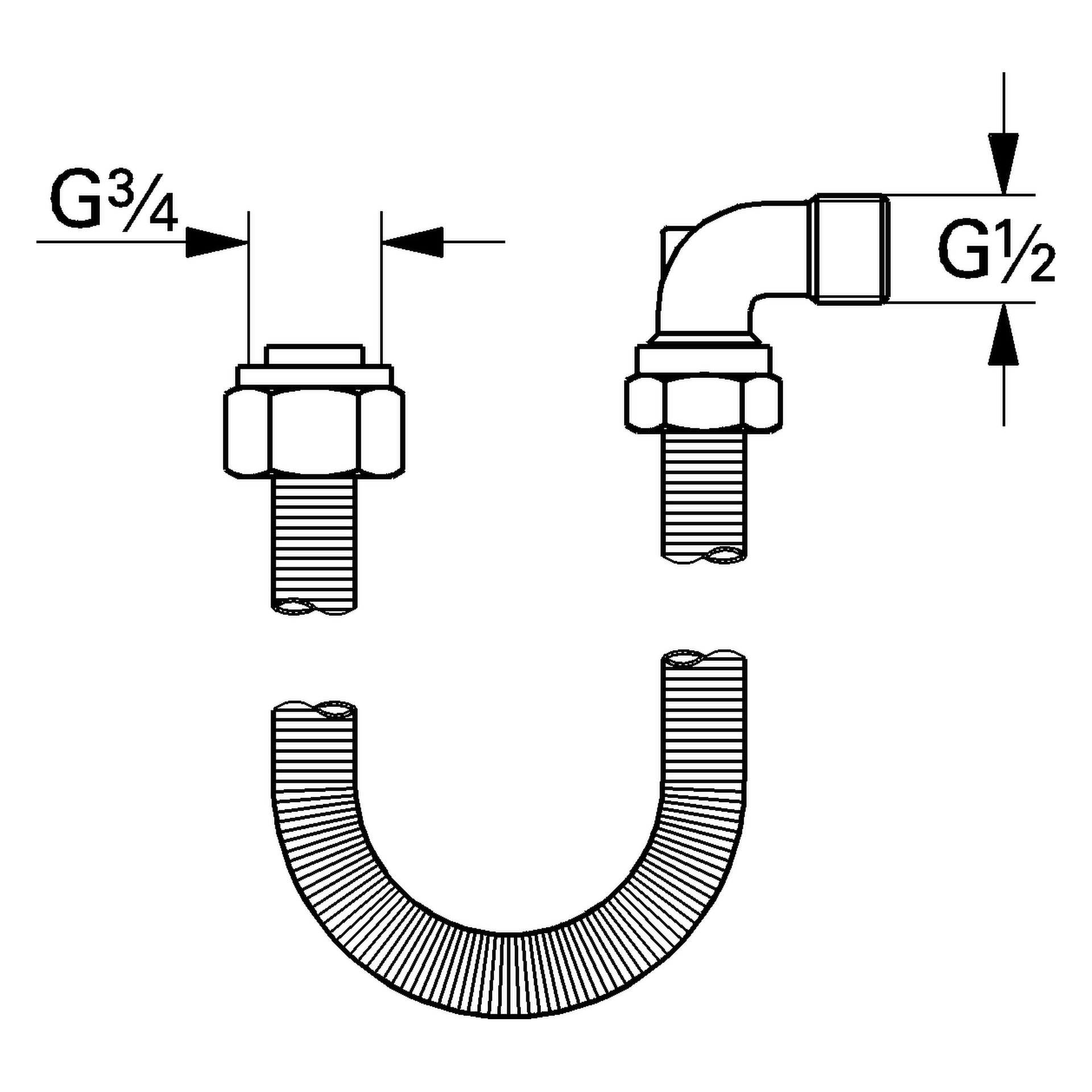 Anschlussgarnitur Talentofill 28993, DN 20, mit 1,5 m-flexiblem Anschlussrohr