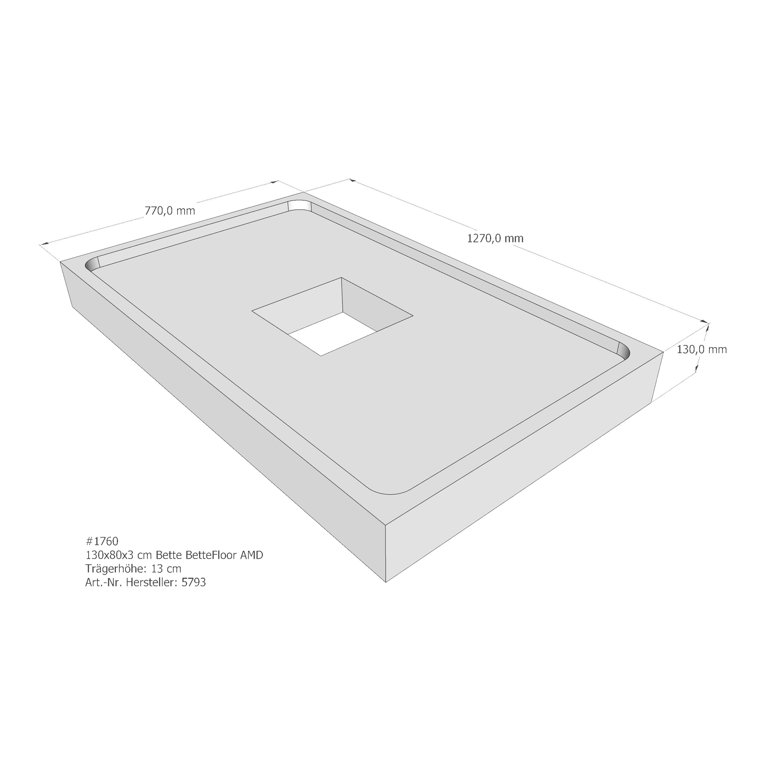 Duschwannenträger für Bette Floor 130 × 80 × 3 cm Breite: 80 cm / Länge: 130 cm Duschwannenträger für Bette Floor 130 × 80 × 3 cm Breite: 80 cm / Länge: 130 cm