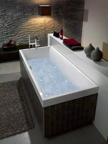 Villeroy & Boch Badewanne „Squaro“ rechteck 180 × 80 cm, Mittelablauf in Weiß Alpin
