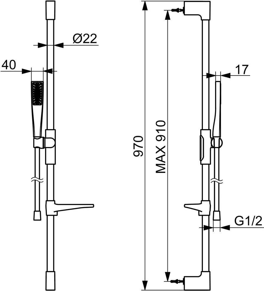 HansaAURELIA Wandstangengarnitur HansaAURELIA 4715 1-strahlig Matt-Schwarz HansaAURELIA Wandstangengarnitur HansaAURELIA 4715 1-strahlig Matt-Schwarz