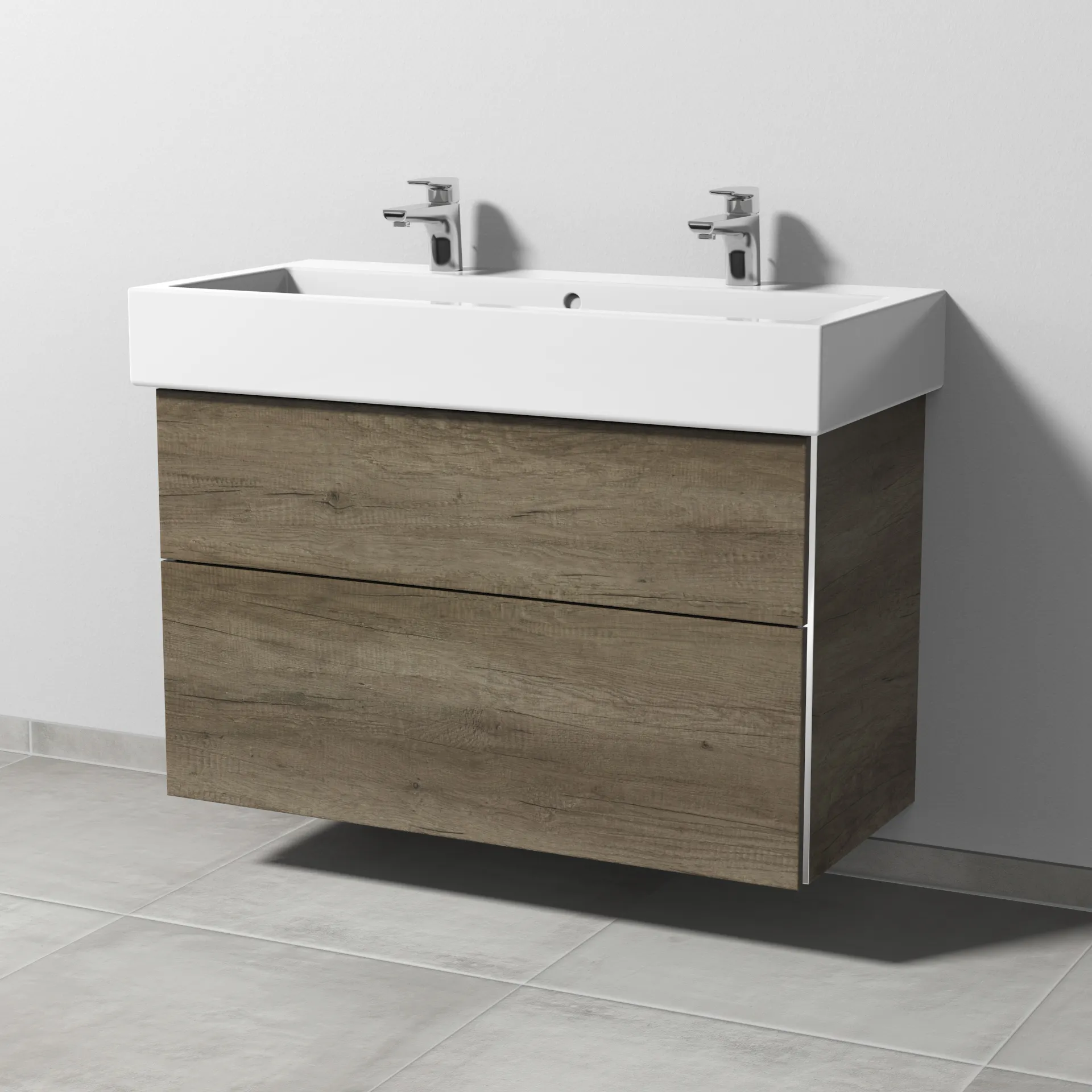 Sanipa Waschtischunterschrank „3way“ passend zu Keramik-Waschtische Vero von Duravit 950 × 593 × 447 mm in Eiche Nebraska