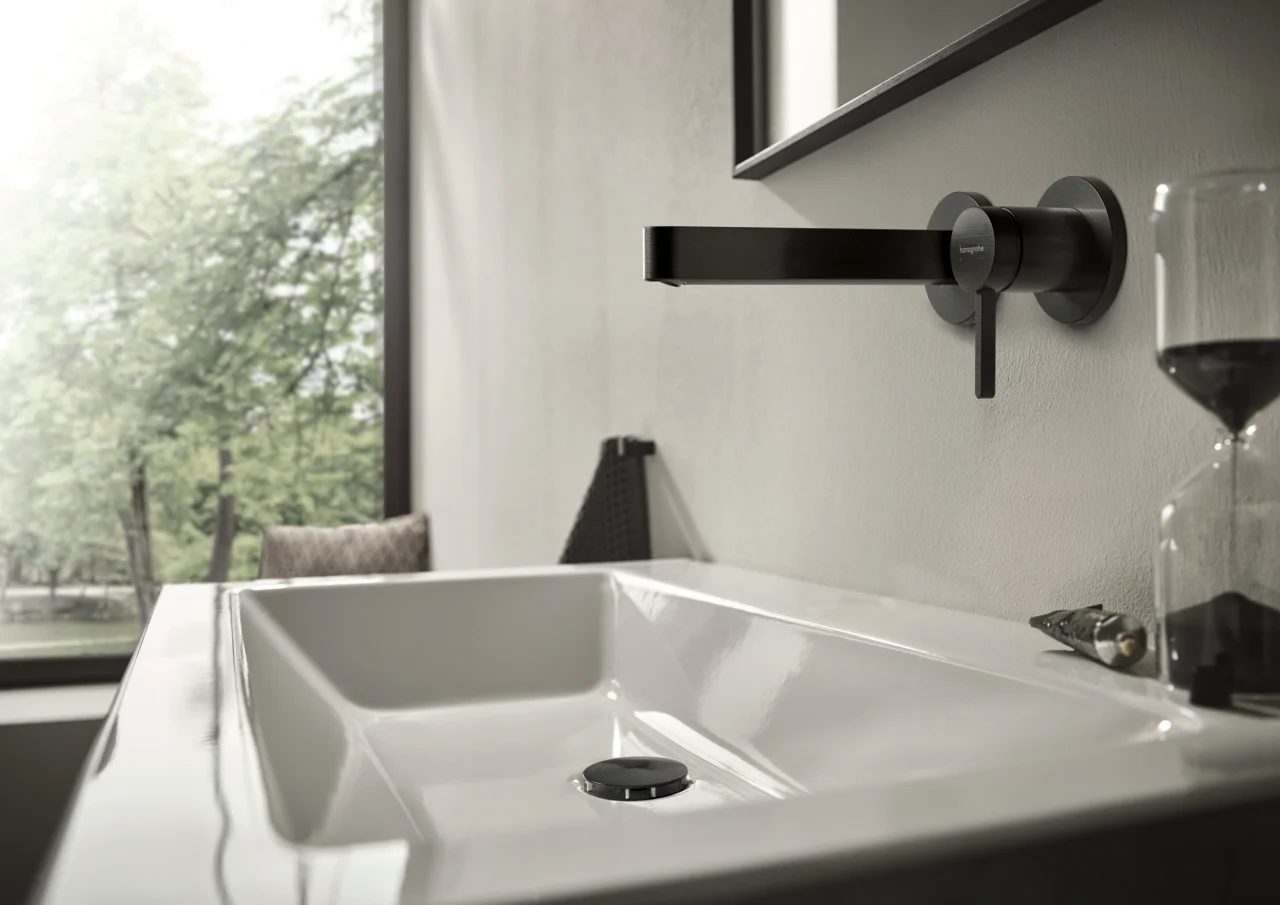 Hansgrohe Finoris Einhebel-Waschtischmischer Unterputz, Brushed Black Chrome, Ausladung 228 mm
